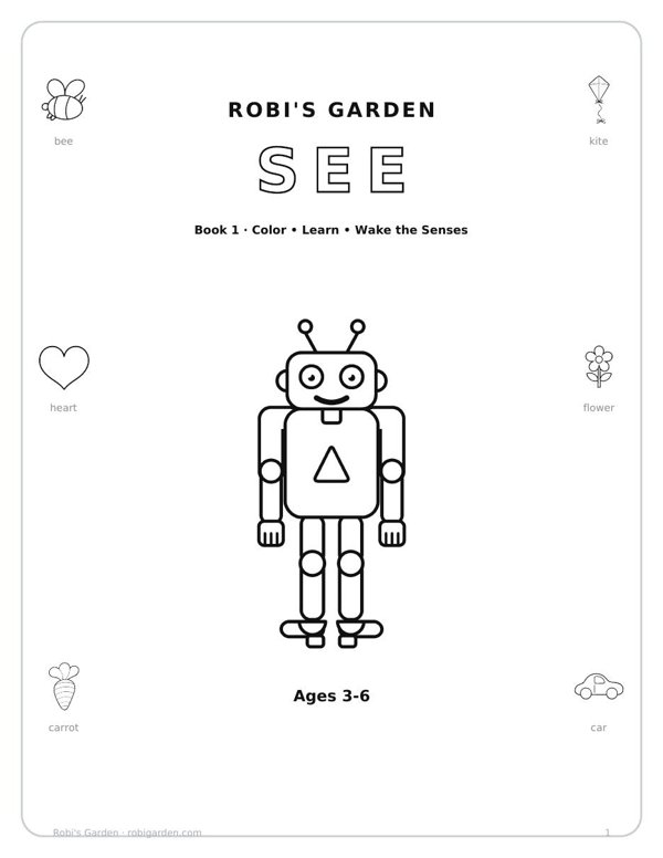 Title page of Robi's Garden, Book 1: SEE